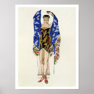 Pôster Design do traje para uma menina de dança (litho d