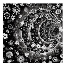 Pôster Design do túnel floral preto e branco