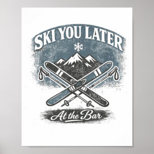 Poster Design engraçado de esqui para homens ou mulheres 