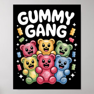 Poster Design Engraçado Do Urso Gummy Para Homens Mulhere