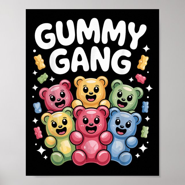 Poster Design Engraçado Do Urso Gummy Para Homens Mulhere (Frente)