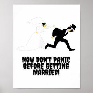 Poster Design engraçado _ Noiva Persegue o Groom _ Não en