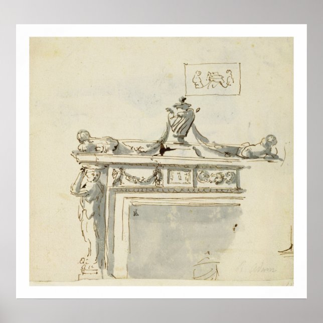 Poster Design esboçado para uma lareira (caneta e tinta e (Frente)