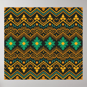 Poster Design Étnico Tecido Ikat bordado