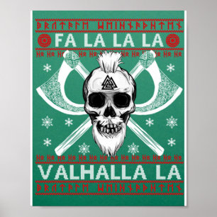 Poster Design Fa-La-La Valhalla Viking Val de Natal Feio