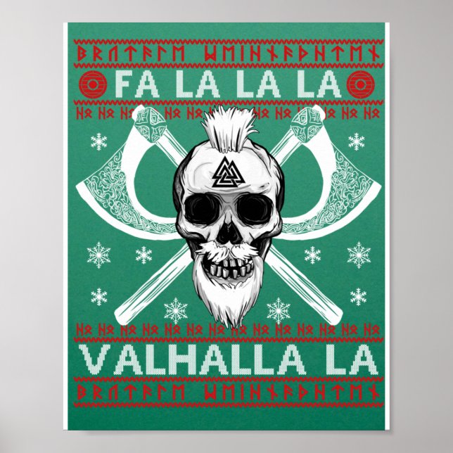 Poster Design Fa-La-La Valhalla Viking Val de Natal Feio (Frente)