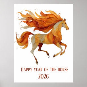 Poster Design Feliz Ano do Cavalo 2026