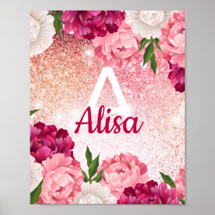 Poster Design floral do monograma do brilho