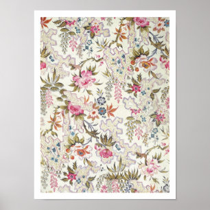 Pôster Design floral para o material de seda com fluxo