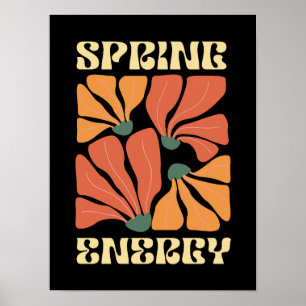 Poster Design Floral Retro Energia da Primavera Abstra