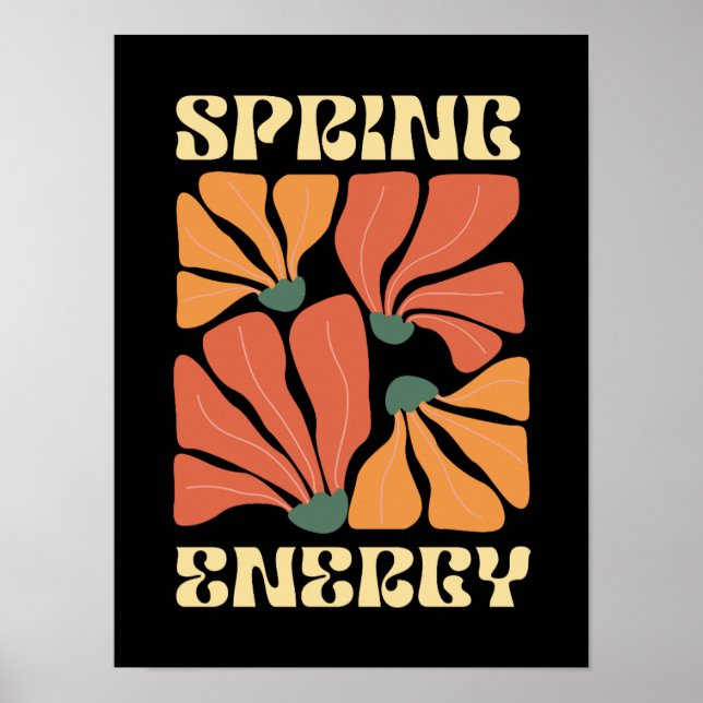 Poster Design Floral Retro Energia da Primavera | Abstra  (Frente)