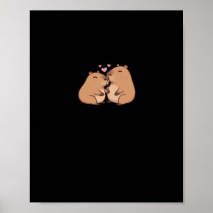 Poster Design Fofo de Animal Capy Melhor Juntos