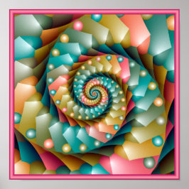 Poster Design Fractal Espiral Pastel
