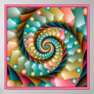 Poster Design Fractal Espiral Pastel