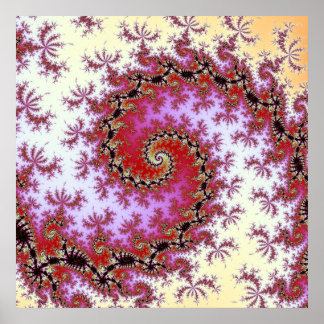 Pôster Design Fractal Espiral Vermelho Duplo