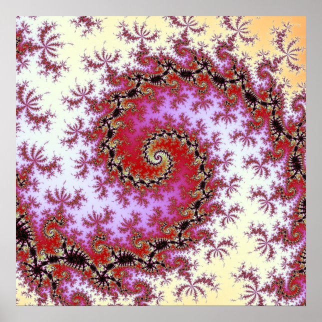 Pôster Design Fractal Espiral Vermelho Duplo (Frente)