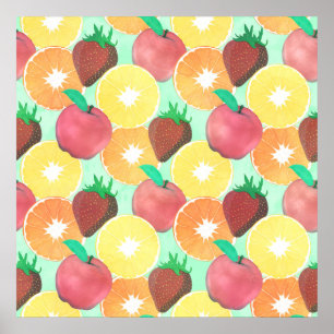 Poster Design Fruta Colorida de Verão