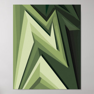 Poster Design geométrico abstrato em tons verdes