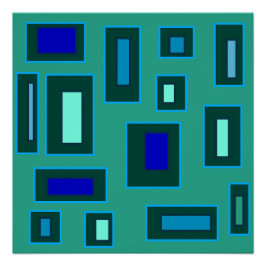 Pôster Design geométrico azul e verde