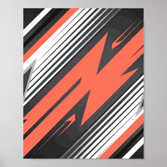 Poster Design Geométrico de Laranja e Zigzag Preto (Frente)