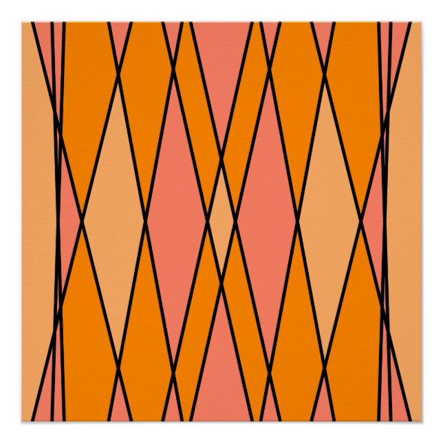 Pôster Design geométrico de pêssego e laranja (Frente)
