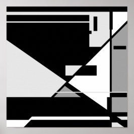 Poster Design Geométrico do Homem-Cinza Branco "Sentado"