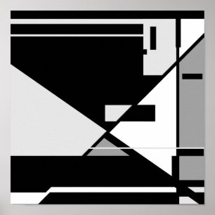 Poster Design Geométrico do Homem-Cinza Branco "Sentado"