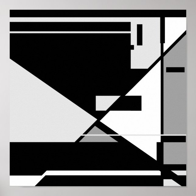 Poster Design Geométrico do Homem-Cinza Branco "Sentado" (Frente)