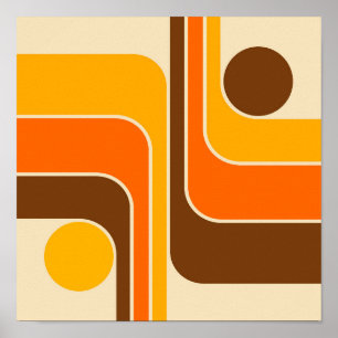 Poster Design Geométrico em Listras no Estilo Retro MCM d