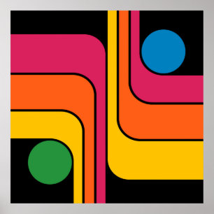 Poster Design Geométrico Estilo Retro Mod Anos 70