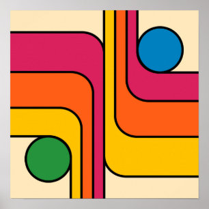 Poster Design Geométrico Estilo Retro Mod Anos 70