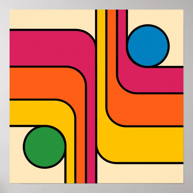 Poster Design Geométrico Estilo Retro Mod Anos 70 (Frente)