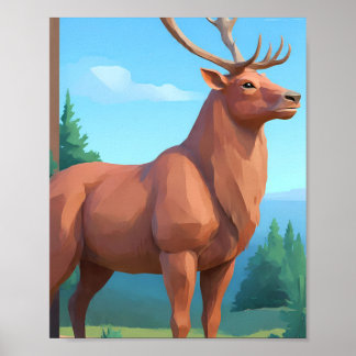 Poster Design Geométrico Moderno: Rena Low Poly