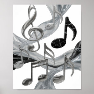 Poster Design Gráfico Chic Silver MUSIC IN MOTION