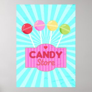 Poster Design Gráfico da Loja de Doces Retro Pastel Lolli