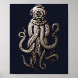 Poster Design Gráfico de Octopus de Unidade de Mergulho R