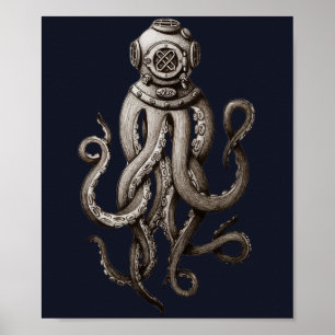 Poster Design Gráfico de Octopus de Unidade de Mergulho R