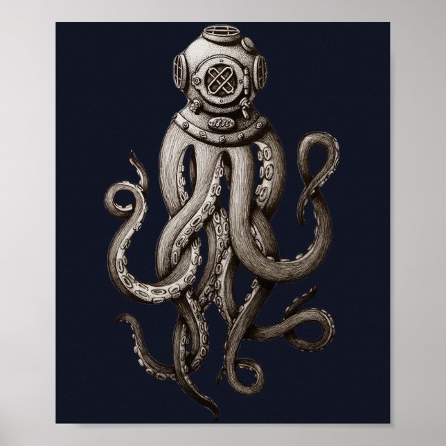 Poster Design Gráfico de Octopus de Unidade de Mergulho R (Frente)