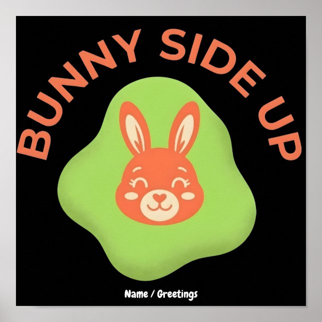 Poster Design Gráfico de Ovo de Páscoa Retro Bunny Side U (Frente)
