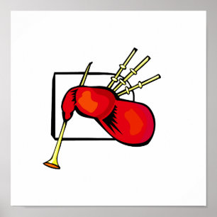 Poster Design gráfico do Bagpipe, o vermelho e o marrom