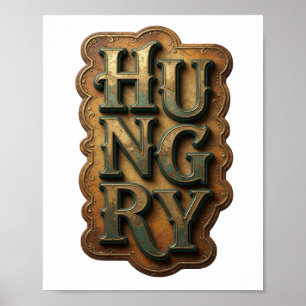 Poster Design Gráfico Edgy Gold HUNGRY