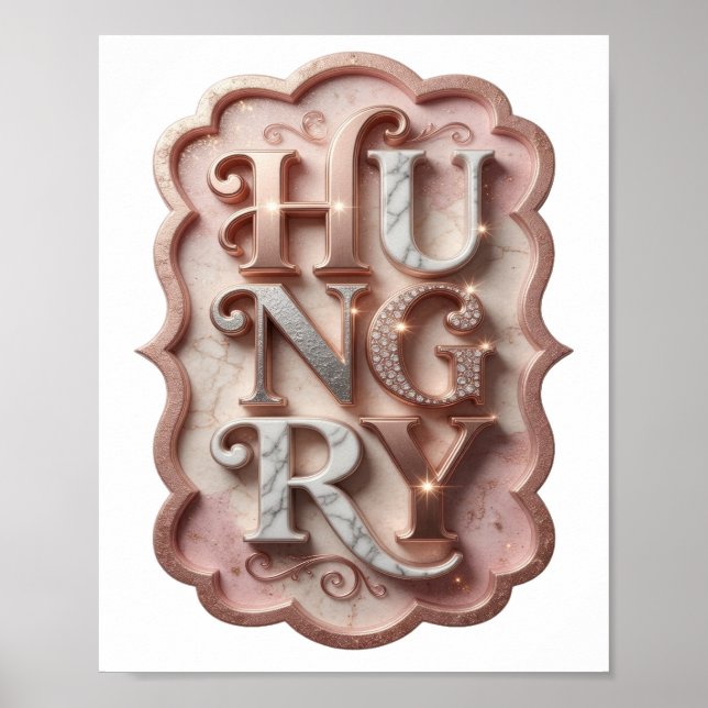 Poster Design Gráfico Icônico Prata HUNGRY (Frente)