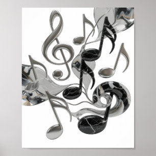 Poster Design icônico prateado MÚSICA EM MOVIMENTO