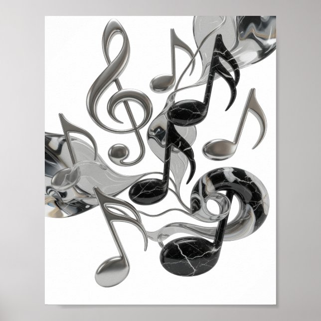 Poster Design icônico prateado MÚSICA EM MOVIMENTO (Frente)