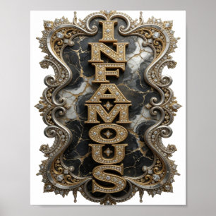 Poster Design INFAMOUS Dourado Tendência
