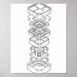 Poster Design Instrucional: Montagem de Máquina Modular