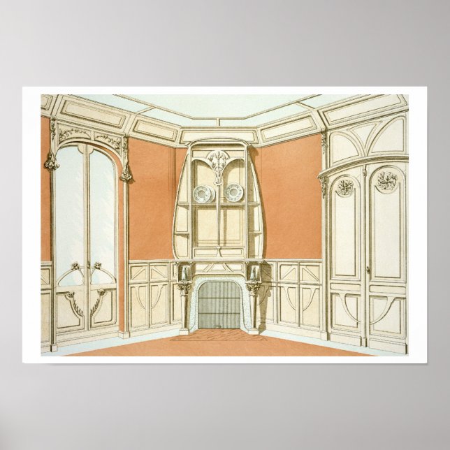 Pôster Design interior para uma sala de jantar, ilustraçã (Frente)