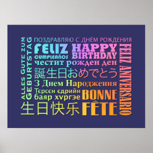 Poster Design internacional do feliz aniversario