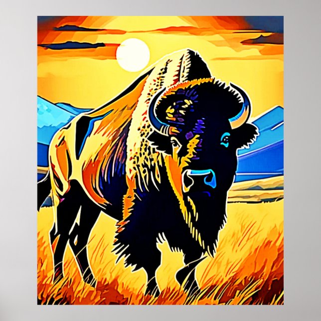 Poster Design Majestade do Pôr do Sol do Bisonho (Frente)
