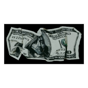 Pôster Design Moderno da Nota Amassada de $100